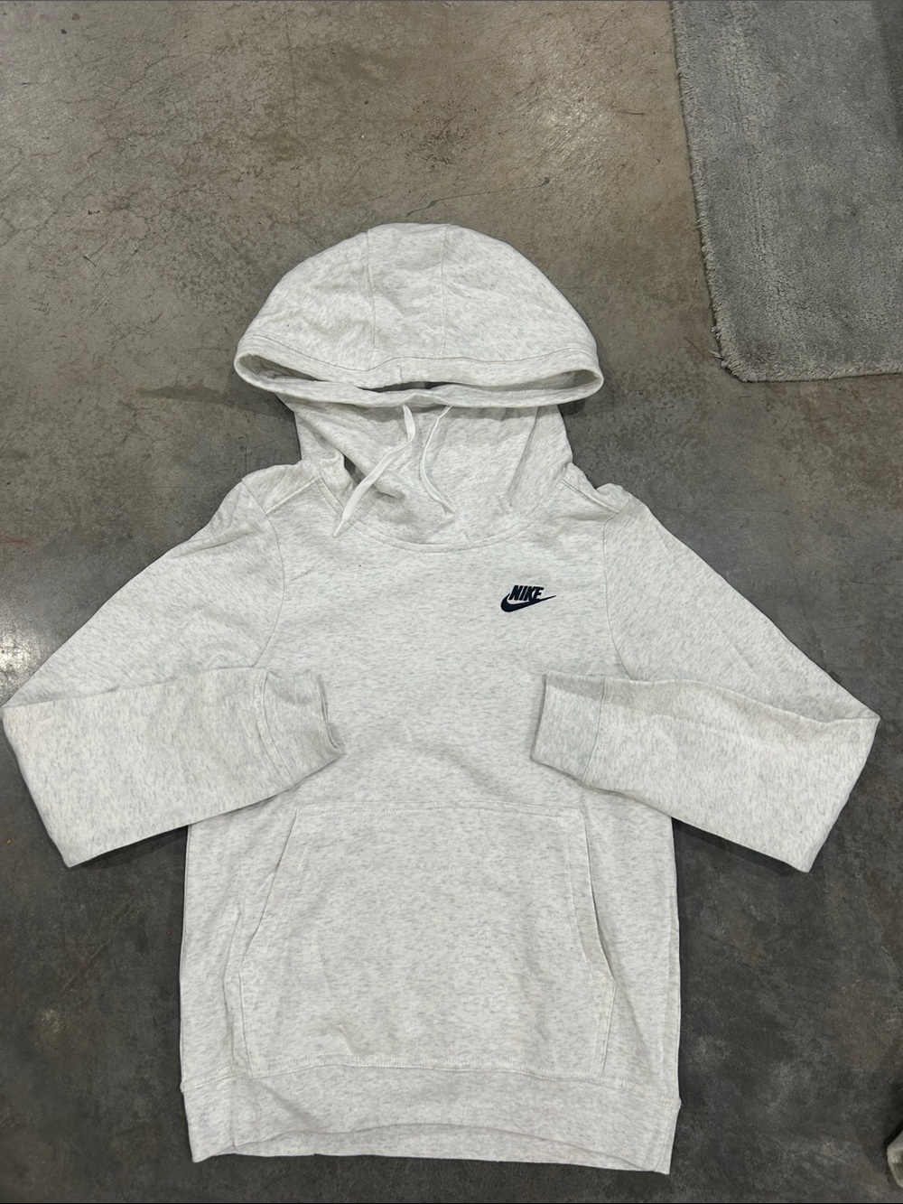 Nike Heather Gray Pullover Hoodie with Small Black Swoosh